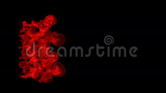 计算机图形像红色的墨水在水中的黑色背景上扩散三维渲染体素图形计算机计算机视频的预览图