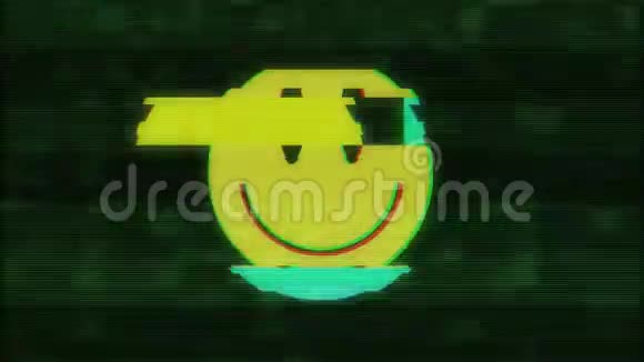 数码电视屏幕上的微笑符号无缝环干扰动画新动态复古欢乐多彩视频的预览图