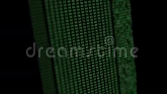 绿色十六进制代码运行在计算机屏幕上视频的预览图