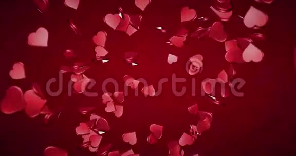 下降情人节红色心形与爆炸红色渐变背景与阿尔法通道哑光假日情人节视频的预览图