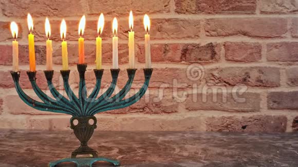 犹太节日象征光明节犹太灯节视频的预览图