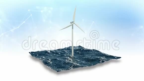 天空背景的海上风车3D4K视频的预览图