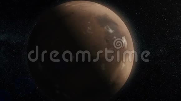 火星动画外层空间的火星围绕其轴线旋转背景中有恒星视频的预览图