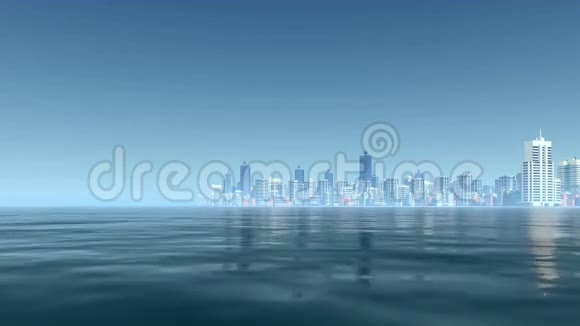 抽象城市市中心雾霾海湾景观4K视频的预览图
