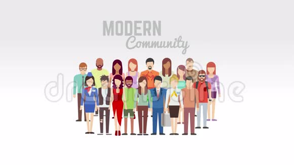 白色上的现代社区动画视频的预览图