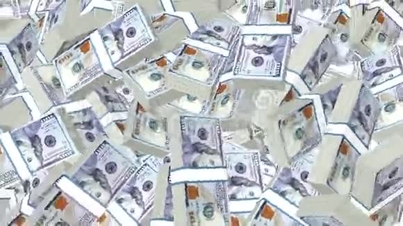 3D堆美元现金背景循环视频的预览图