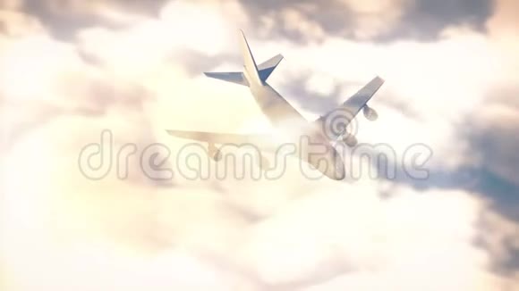 商业飞机在云层上方飞行视频的预览图