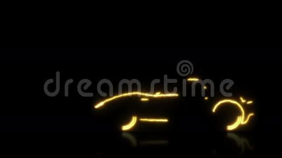用黑色孤立未来主义背景的光束线框制作的金色未来主义超级汽车抽象动画视频的预览图