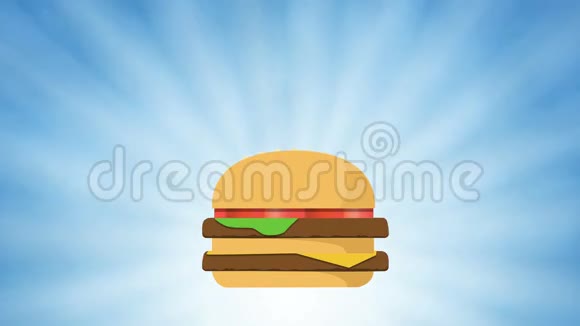 快餐垃圾食品如汉堡薯条和热狗在动画动画图形背景视频的预览图