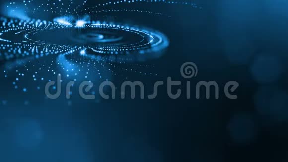 深色成分具有振荡的发光蓝色粒子形成波浪状表面平滑的动画循环摘要视频的预览图