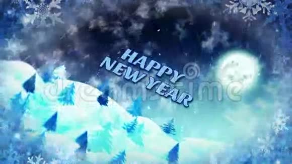 冬季背景与文字新年快乐视频的预览图