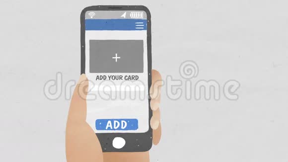 信用卡进入智能手机移动支付的概念移动信用卡插图风格视频的预览图