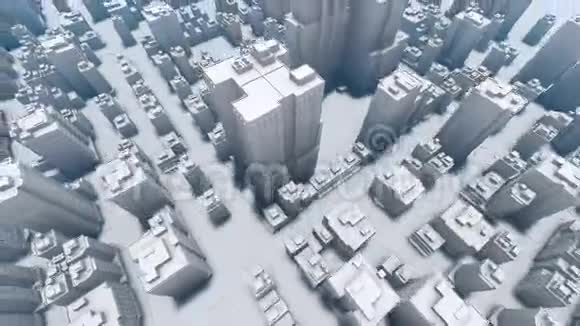 飞越抽象的白色3D城市视频的预览图