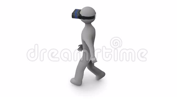 在虚拟现实耳机里绕着3d男子走来走去循环视频的预览图