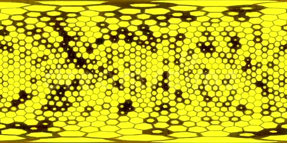 360度无缝六角视图的VR带有阿尔法的黄色六边形视频的预览图