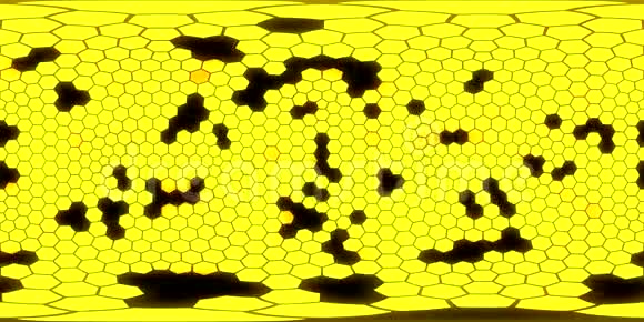 360度无缝六角视图的VR带有阿尔法的黄色六边形视频的预览图