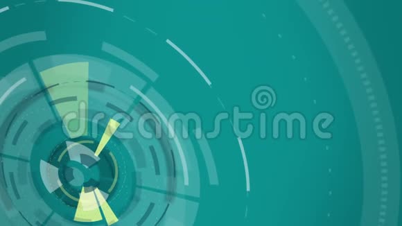 蓝色抽象圆形动画高科技背景带圆圈未来派科幻HUD效应视频的预览图