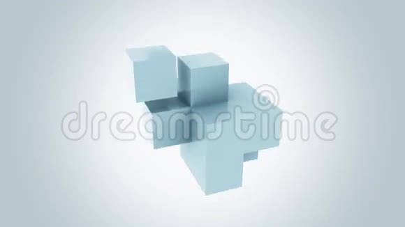 抽象蓝色立方体不断组装增加增加增长和扩大的概念4K无缝循环运动视频的预览图
