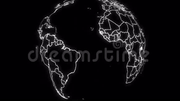 黑色背景下旋转行星地球的动画4K可循环视频的预览图