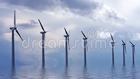 荷兰乡村一个湖的风车视频的预览图