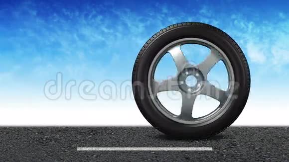 带新轮胎的车轮从左向右滚动阿尔法垫视频的预览图