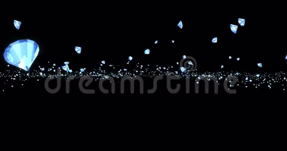银色闪光钻石颗粒在黑色背景上流动过渡效果魅力豪华假日视频的预览图