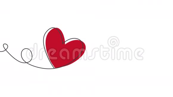 心形气球在连续画线和故障红心在平面风格在连续画线视频的预览图
