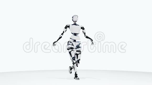 机器人Android女人走路科幻时尚机器人女孩可爱的机器人女人CG动画视频的预览图