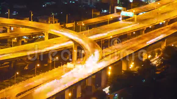 曼谷高速公路街道交通夜间时间推移视频的预览图
