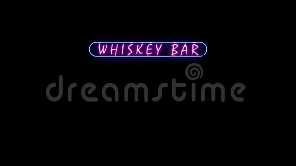 威士忌酒吧霓虹灯闪烁阿尔法频道视频的预览图