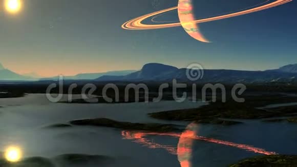 太阳和水反射中的气体巨人视频的预览图