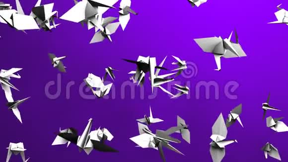 紫色背景上的折纸鹤视频的预览图