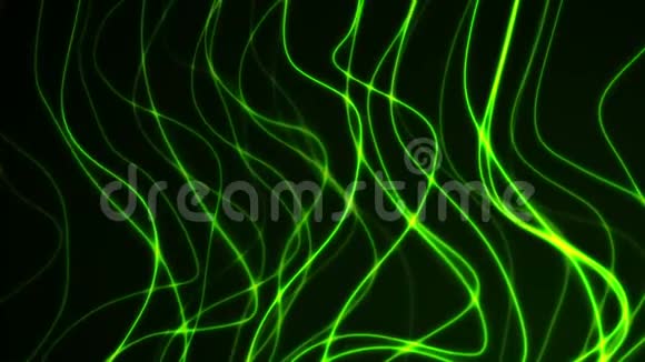 抽象的未来明亮的绿色霓虹灯流动的波浪状背景视频的预览图