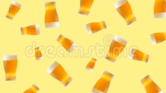 抽象的彩色啤酒杯动画视频的预览图