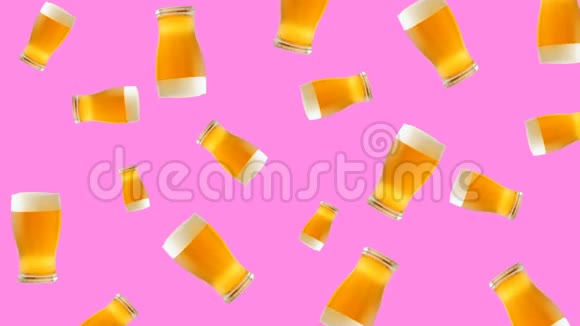 抽象的彩色啤酒杯动画视频的预览图