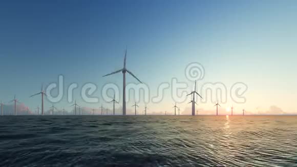 日落风力发电机供水视频的预览图