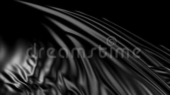 黑色丝绸在缓慢运动织物在风中发展得很顺利视频的预览图