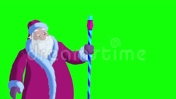 圣诞老人在绿屏上吹雪视频的预览图