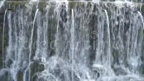天然泉水排出水的多根管道视频的预览图