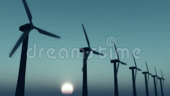 风力涡轮机清洁日出绿色风能新动力视频的预览图