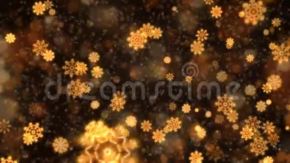 金色抽象圣诞雪花背景视频的预览图