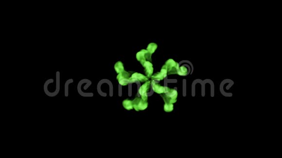 荧光亮绿色涂料混水成圈这是3d渲染镜头的慢动作墨水背景视频的预览图