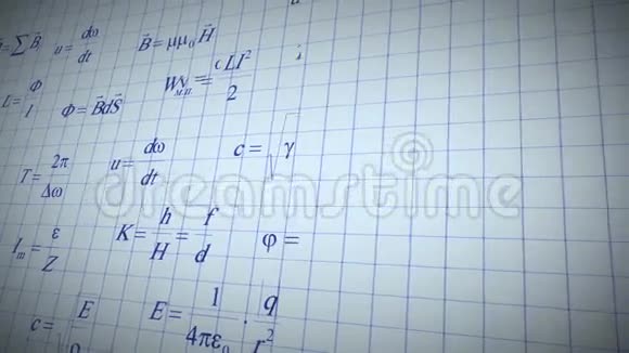 用蓝笔写在笔记本上的物理数学公式视频的预览图