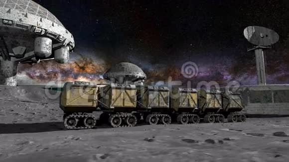 月球车在月球上太空探险月球表面逼真的3D动画视频的预览图