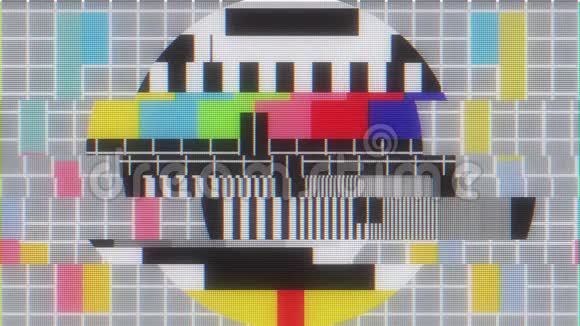液晶屏幕背景动画中带有故障干扰的电视测试平板新质量的数字抽动技术视频的预览图