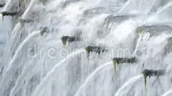 天然泉水中的多根管道在河流中排出水视频的预览图