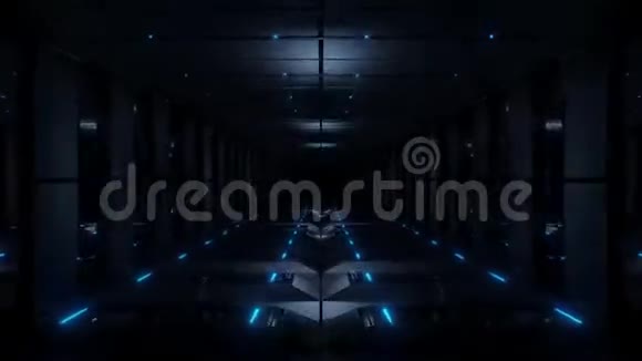 蓝色隧道走廊三维渲染插图背景壁纸运动背景vj环视频的预览图