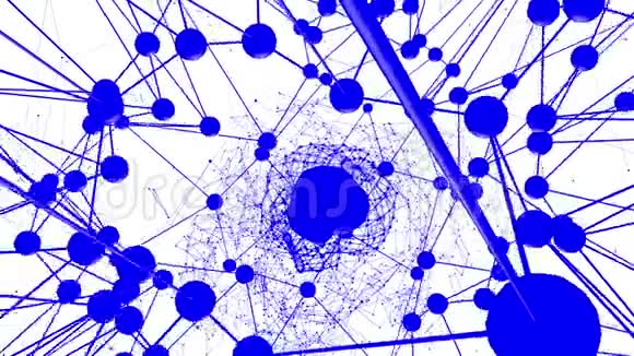 抽象蓝色挥动三维网格或网格的脉动几何物体用作抽象空间环境蓝色几何视频的预览图