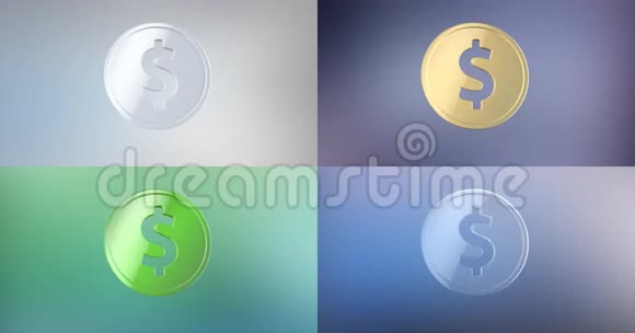 硬币美元3D图标视频的预览图