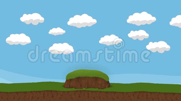 动画卡通云天和山丘视频的预览图